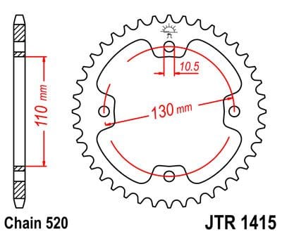 Sprocket Rear 37T 520 JT SPROCKETS JT SPROCKETS MOTOVEIKALS 21