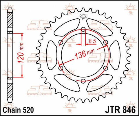 Sprocket Rear 39T 520 JT SPROCKETS JT SPROCKETS MOTOVEIKALS 21