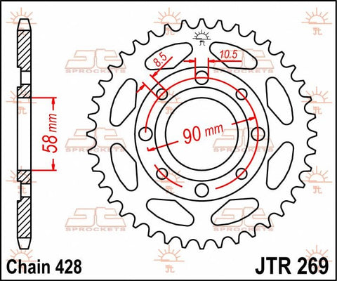 Sprocket Rear 40T 428 JT SPROCKETS JT SPROCKETS MOTOVEIKALS 21