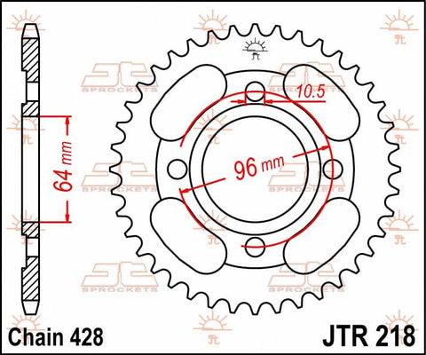 Sprocket Rear 44T 428 JT SPROCKETS JT SPROCKETS MOTOVEIKALS 21