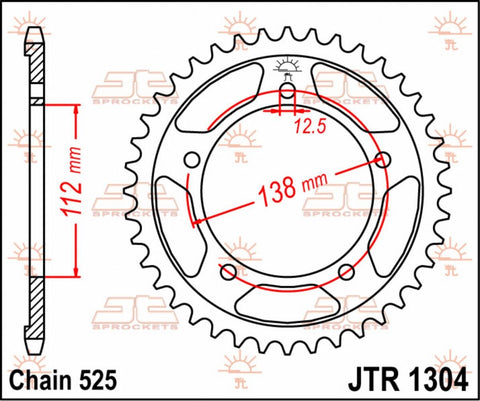 Sprocket Rear 44T 525 JT SPROCKETS JT SPROCKETS MOTOVEIKALS 21
