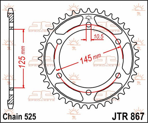 Sprocket Rear 44T 525 JT SPROCKETS JT SPROCKETS MOTOVEIKALS 21