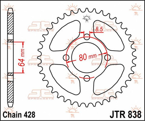 Sprocket Rear 45T 428 JT SPROCKETS JT SPROCKETS MOTOVEIKALS 21