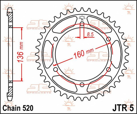 Sprocket Rear 45T 520 JT SPROCKETS JT SPROCKETS MOTOVEIKALS 21