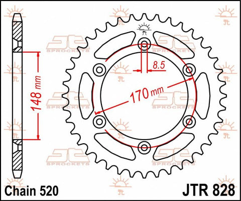 Sprocket Rear 47T 520 JT SPROCKETS JT SPROCKETS MOTOVEIKALS 21