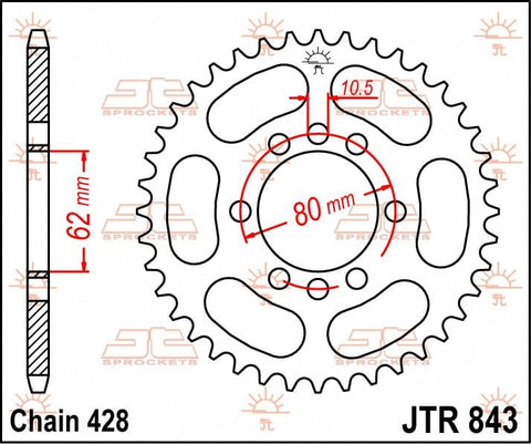Sprocket Rear 48T 428 JT SPROCKETS JT SPROCKETS MOTOVEIKALS 21