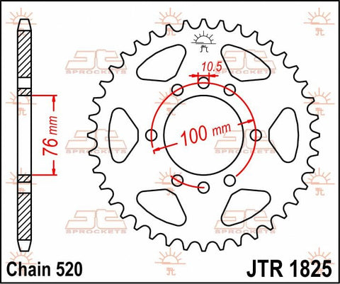 Sprocket Rear 48T 520 JT SPROCKETS JT SPROCKETS MOTOVEIKALS 21