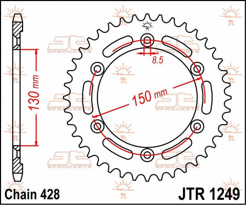 Sprocket Rear 51T 428 JT SPROCKETS JT SPROCKETS MOTOVEIKALS 21