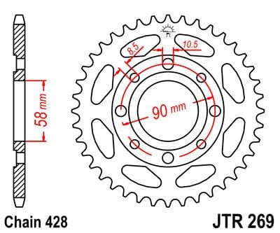 Sprocket Rear 52T 428 JT SPROCKETS JT SPROCKETS MOTOVEIKALS 21