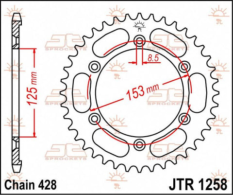 Sprocket Rear 54T 428 JT SPROCKETS JT SPROCKETS MOTOVEIKALS 21