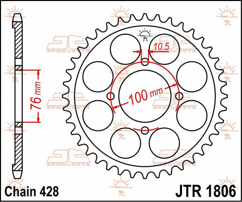Sprocket Rear 56T 428 JT SPROCKETS JT SPROCKETS MOTOVEIKALS 21