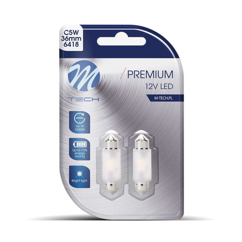 Spuldžu komplekts M-TECH Premium LB361W - C5W 36mm, 12V 2xSMD2835, CANBUS, White M-TECH MOTOVEIKALS 21
