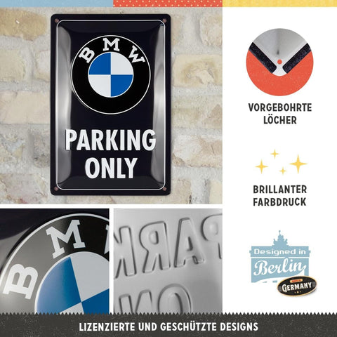 Stāvvietas zīme BMW PARKING ONLY 20x30cm NOSTALGIC ART MOTOVEIKALS 21