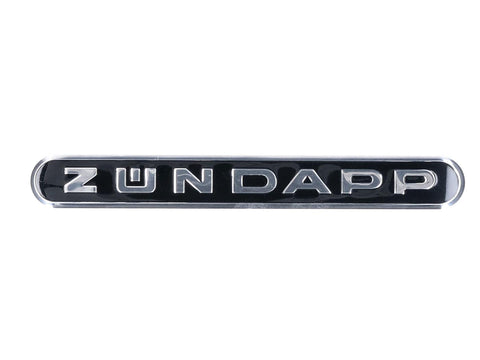Sticker emblem black / chrome 130 x 16,5mm aluminum elongated for Zündapp OEM STANDARD MOTOVEIKALS 21