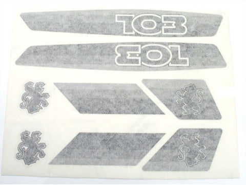 Sticker set 8 pieces gray for Peugeot 103 moped moped DIVERSE / IMPORT MOTOVEIKALS 21
