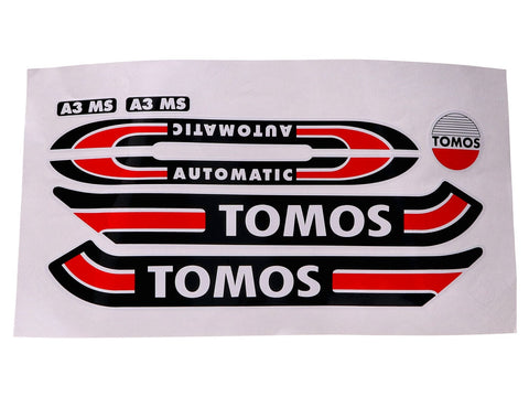 Sticker set black/red/white 080010 for Tomos OEM STANDARD MOTOVEIKALS 21