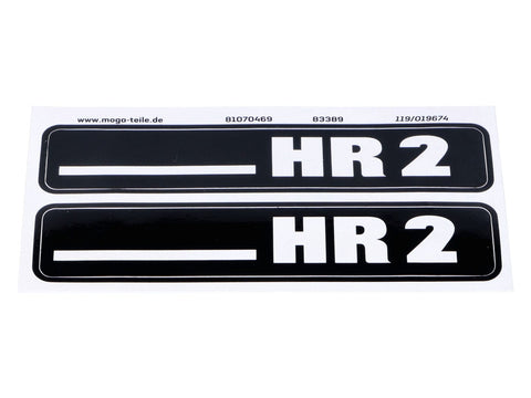 Sticker set MOGA 2 pieces 105mm x 21mm height for Hercules Hobby Rider HR MOGA MOTOVEIKALS 21