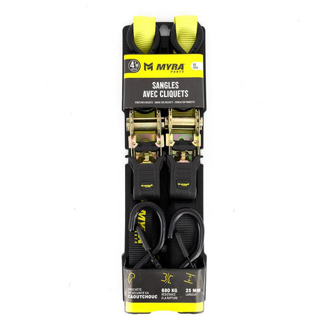 Stiprinājuma siksnas Myra ar sprūdratu – 25 mm × 4,5 m, 680 kg, 2 gab. MYRA MOTOVEIKALS 21