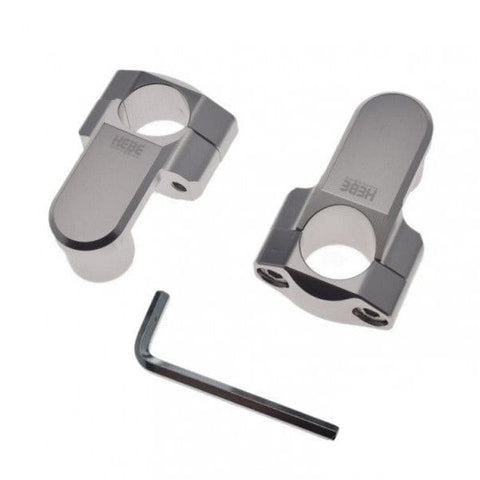 Stūres adapteru komplekts HANDLEBAR RISER SILVER 28.50mm -> 28.50mm HEBE MOTOVEIKALS 21