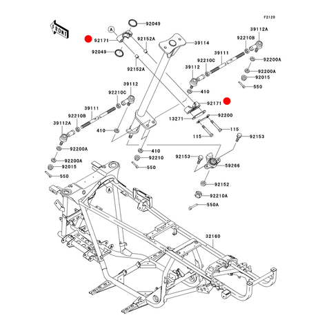 Stūres stieņa kronšteins KAWASAKI KVF OEM: 921717501 KAWASAKI OEM MOTOVEIKALS 21