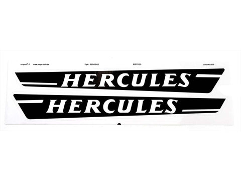 Tank sticker MOGA 2 pieces wide approx. 280mm high 40/25mm glossy black with white lettering for moped, moped MOGA MOTOVEIKALS 21