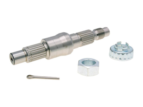 transmission output shaft 143mm incl. nut, crown nut, splint for Piaggio, Vespa 125, 150cc 2-stroke (-1999) OEM STANDARD MOTOVEIKALS 21