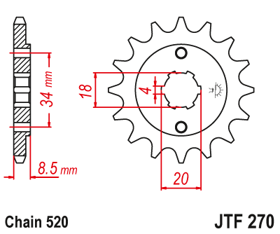 Velkošais zobrats JT / 520 / 13z / JTF270.13 JT SPROCKETS MOTOVEIKALS 21