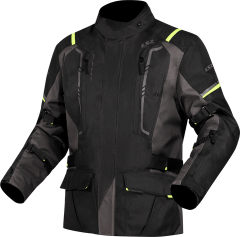 Vīriešu moto jaka LS2 NARVIK grey black H-V yellow LS2 MOTOVEIKALS 21