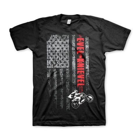Vīriešu T-krekls EVEL KNIEVEL karogs black L Evel Knievel MOTOVEIKALS 21