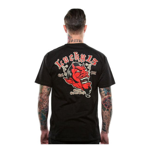 Vīriešu T-krekls LUCKY13 melns GAS AND GLORY L LUCKY 13 MOTOVEIKALS 21