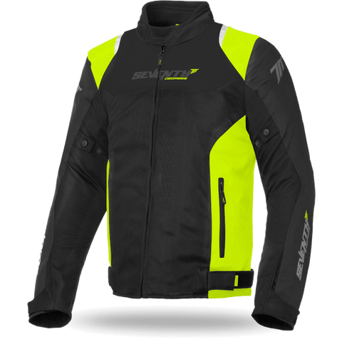 Vīriešu vasaras sietiņa jaka 70 Degrees JR48 RACING black / fluor yellow 2XL 70 DEGREES MOTOVEIKALS 21