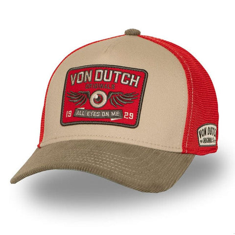 Von Dutch Semi-Curved Eye cap khaki/red VON DUTCH MOTOVEIKALS 21