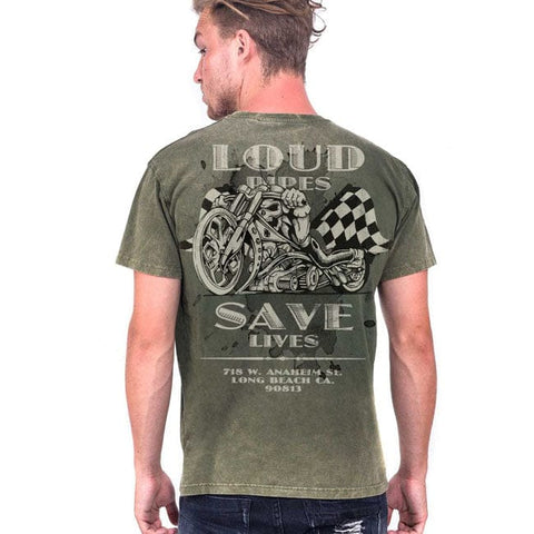 WCC Loud Pipes t-shirt vintage green WEST COAST CHOPPERS MOTOVEIKALS 21