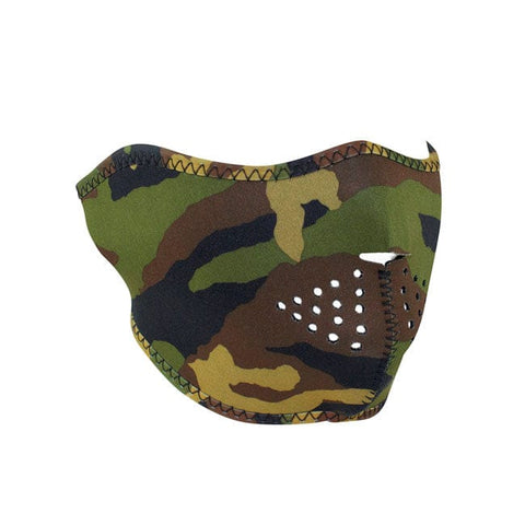 ZANheadgear Half Mask neoprene woodland camo ZAN HEADGEAR MOTOVEIKALS 21