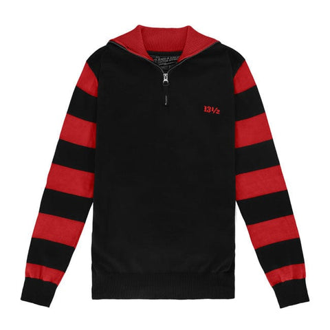 13 1/2 Outlaw half-zip sweater black/red 13 AND A HALF COMPANY MOTOVEIKALS 21