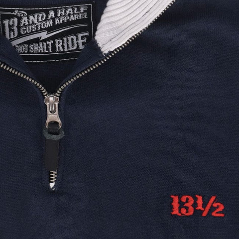 13 1/2 Outlaw half-zip sweater navy/offwhite 13 AND A HALF COMPANY MOTOVEIKALS 21