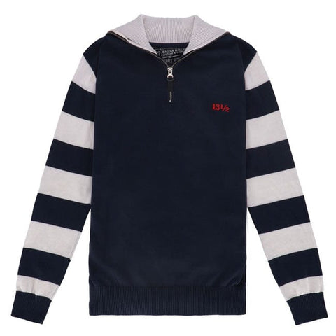 13 1/2 Outlaw half-zip sweater navy/offwhite 13 AND A HALF COMPANY MOTOVEIKALS 21