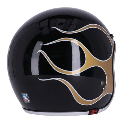13 1/2 Skull bucket helmet flames gold 13 AND A HALF COMPANY MOTOVEIKALS 21