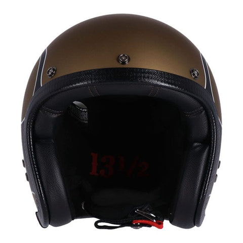 13 1/2 Skull bucket helmet flames matt gold 13 AND A HALF COMPANY MOTOVEIKALS 21