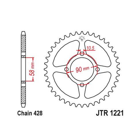 Aizmugures zobrats JT / 425 / 45z / JTR1221.45 JT SPROCKETS MOTOVEIKALS 21