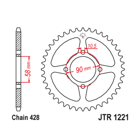 Aizmugures zobrats JT / 428 / 42z / JTR1221.42 JT SPROCKETS MOTOVEIKALS 21