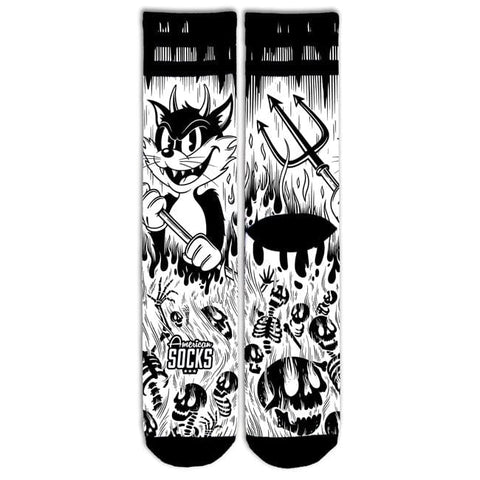 American socks Signature Evil Cat socks white AMERICAN SOCKS MOTOVEIKALS 21