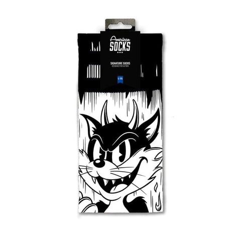 American socks Signature Evil Cat socks white AMERICAN SOCKS MOTOVEIKALS 21
