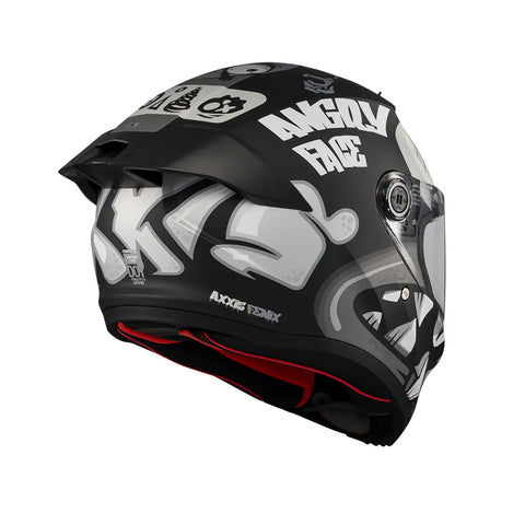 AXXIS ķivere FENIX ANGRY FACE B2 matt black / white AXXIS MOTOVEIKALS 21