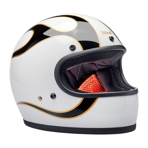 Biltwell Gringo helmet gloss white/black flames BILTWELL MOTOVEIKALS 21
