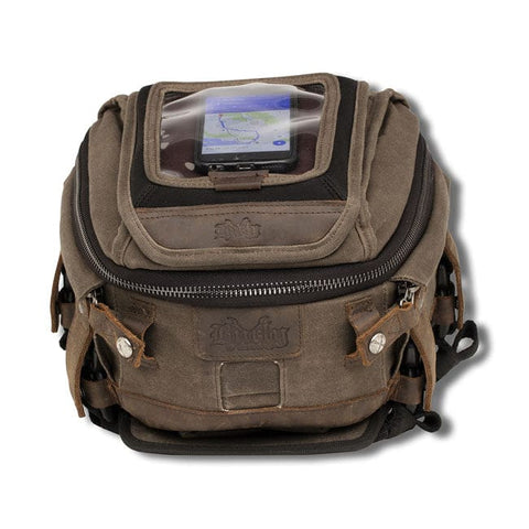 Burly Voyager tank/tail bag waxed canvas dark oak BURLY MOTOVEIKALS 21