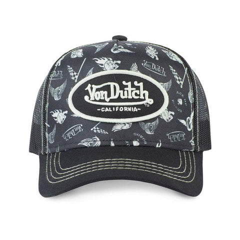 Cepure VON DUTCH graphic design white / black One Size VON DUTCH MOTOVEIKALS 21