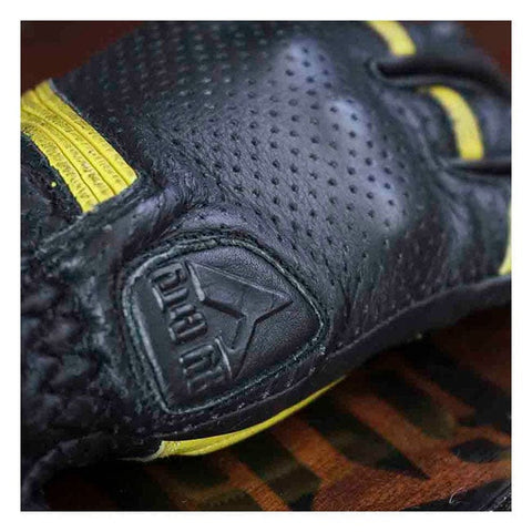 Cimdi ādas - CITY RETRO BLACK/YELLOW S BY CITY MOTOVEIKALS 21