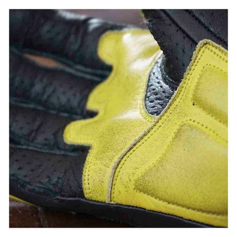 Cimdi ādas - CITY RETRO BLACK/YELLOW S BY CITY MOTOVEIKALS 21