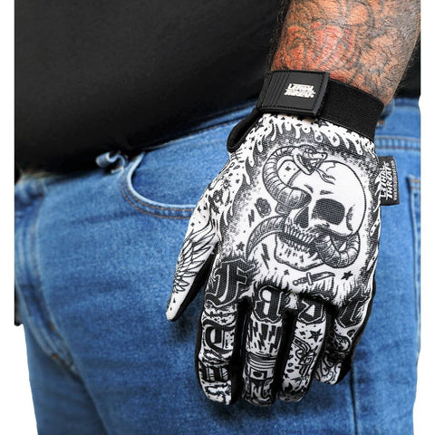 Cimdi LETHAL THREAT  TATTOO BLK/WHT M LETHAL THREAT MOTOVEIKALS 21